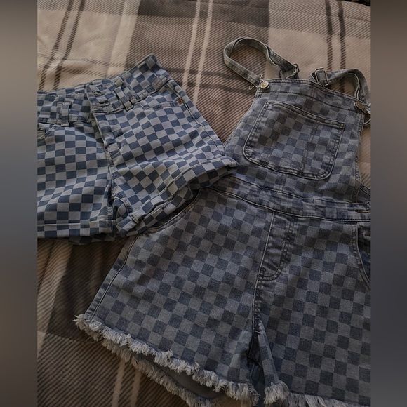 No Boundaries Pants - Size 1 Denim Checkered Overalls and Shorts